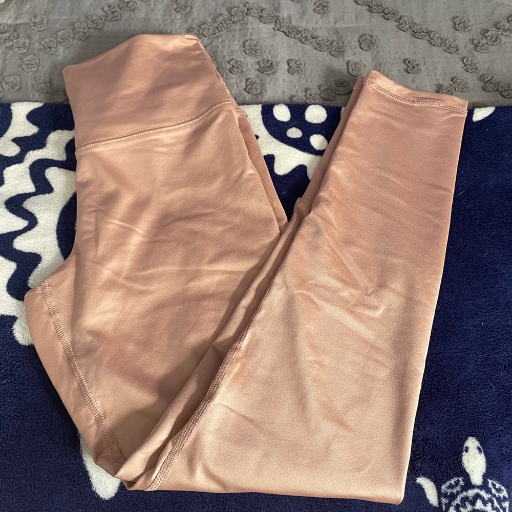 Aerie tan shiny leggings